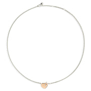 Collana Cuore DoDo con catena in argento 925 da 42 cm e charm cuore in oro rosa 9K con chiusura T-bar.